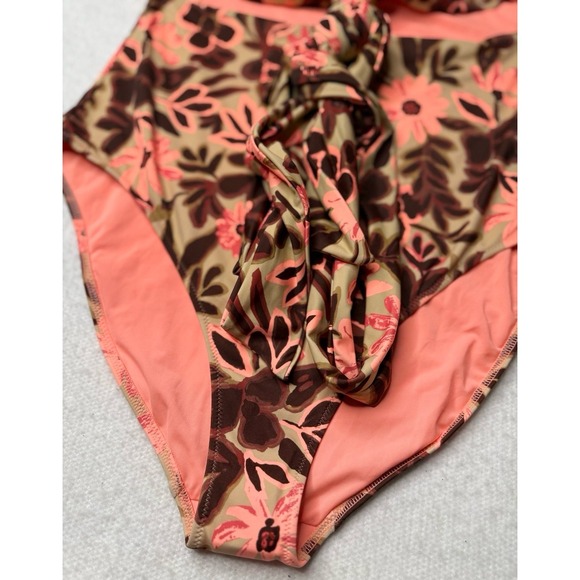 Aerie Women's Wrap One Piece Flroal Pink Swimsuit Sz XL Padded Summer NWT! - Picture 6 of 12